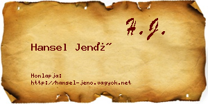 Hansel Jenő névjegykártya